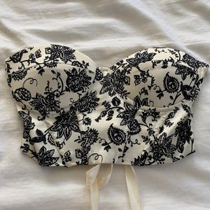 Floral Strapless Tube Top with adjustable ties